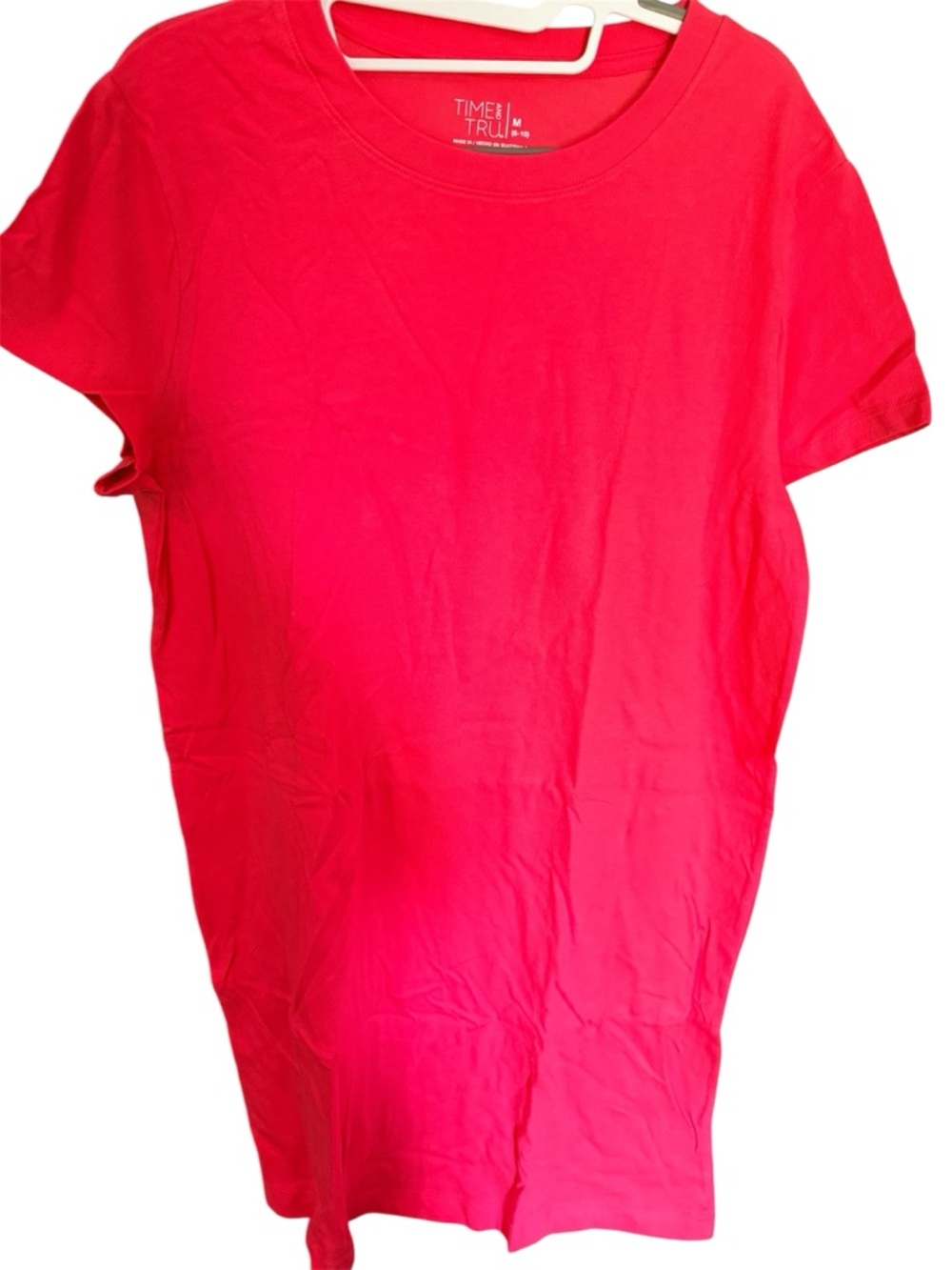 Time and Tru Hot Pink Crew Neck Shirt Dress  NWT Sz. M
